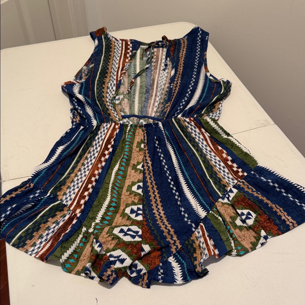 New Aztec Geometric Multicolor Pattern Open Back … - image 7